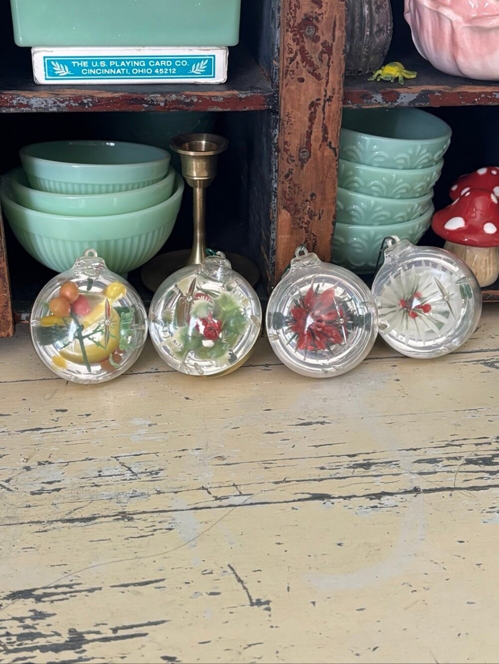 Set Of 4 Jewel Brite Diorama Holiday/ Christmas Ornaments